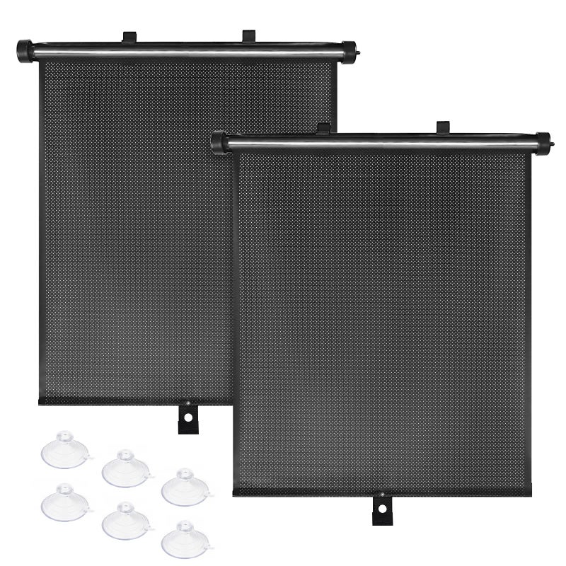 BOGI Car Window Shades for Side Windows, 2 Pack Retractable Sun Shades for Blocks Heat and UV Rays Glare Protection Breathable Roller Car Window Shade for Baby, Kids, Pets, Passengers - Image 1